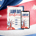 4th of July Celebration Invitation, Big Statue of Liberty Party Retro Template (Digital Download)